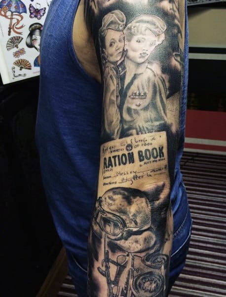 Men's American Flag Tattoos Military Sleeve