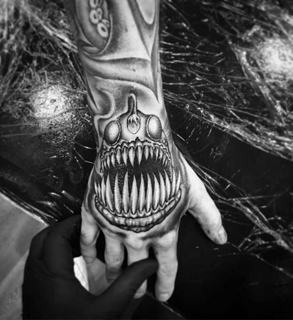 Mens Angler Fish Tattoo Design Inspiration 3d Hand