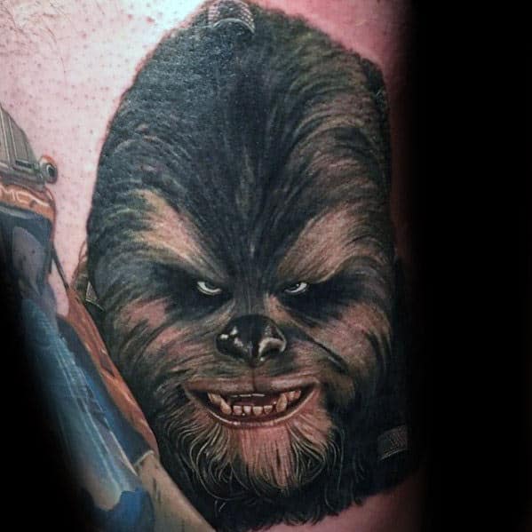 Mens Angry Chewbacca Arm Tattoos