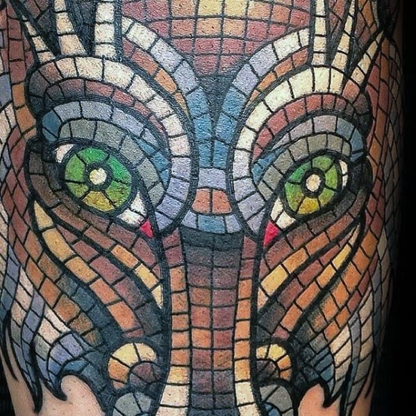Mens Animal Arm Mosaic Tattoo Ideas