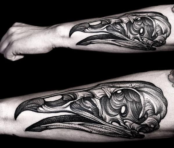Mens Animal Vulture Skull Tattoo On Forearm
