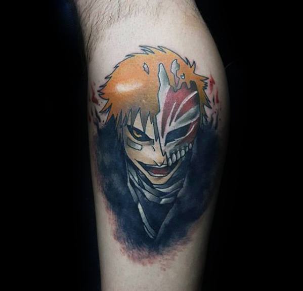 Mens Anime Tattoo Design Ideas On Leg Calf