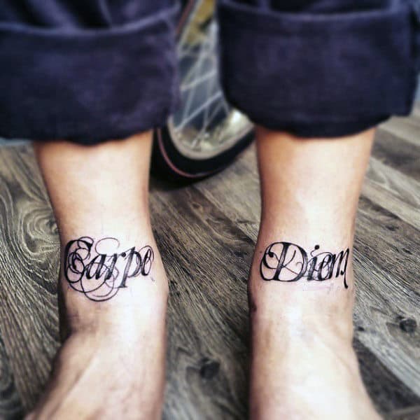 Mens Ankle Lower Leg Carpe Diem Tattoos