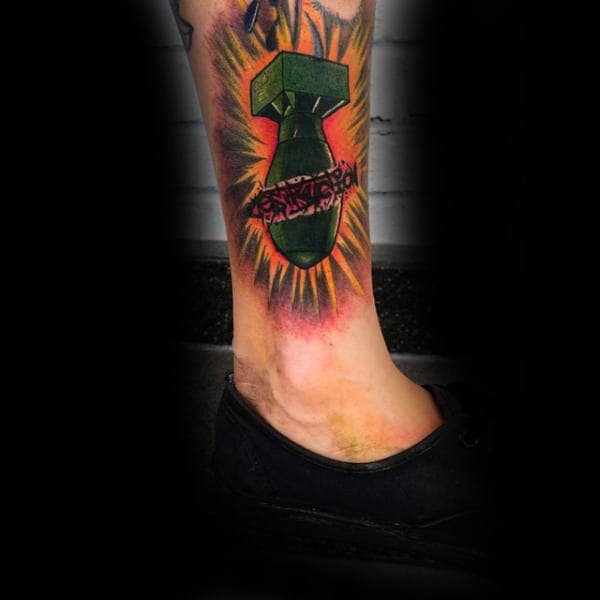 Mens Ankles Bomb Burst Tattoo