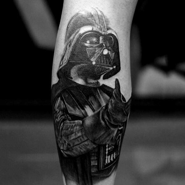 Mens Ankles Gray Darth Vader Tattoo