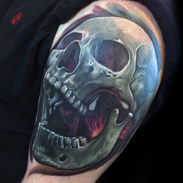 Mens Arm Cool 3d Skull Tattoos
