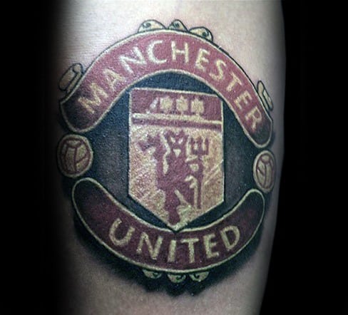 Mens Arm Cool Manchester United Tattoo Ideas