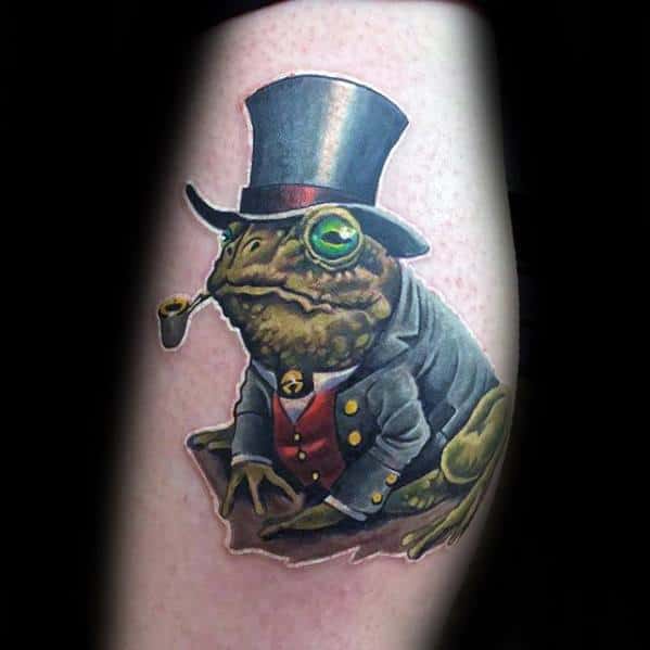 Mens Arm Fancy Toad With Top Hat Tattoo Ideas