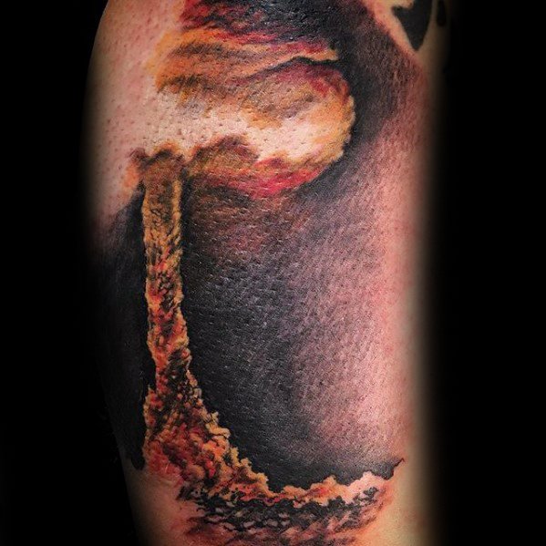 Mens Arm Mushroom Cloud Tattoo Design Ideas