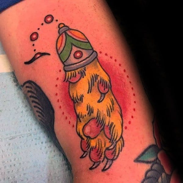 Mens Arm Rabbit Foot Tattoo Design Inspiration