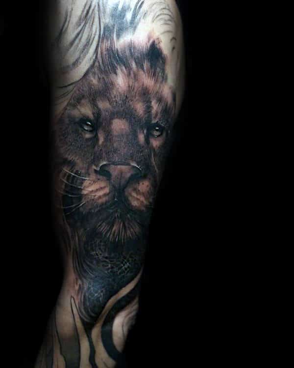 Mens Arm Sleeve Tattoos Of Lion