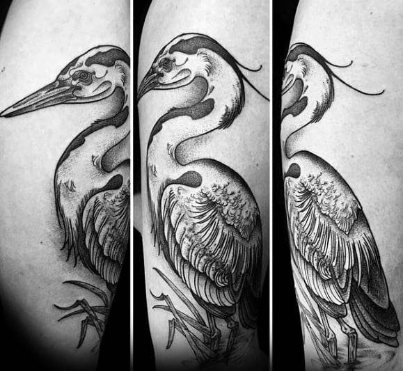 Mens Arm Tattoo With Heron Design