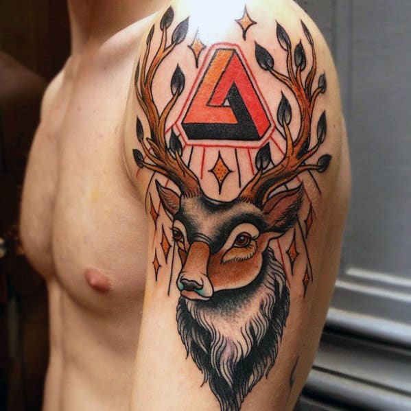 Mens Arm Traditional Deer Tattoo Designs