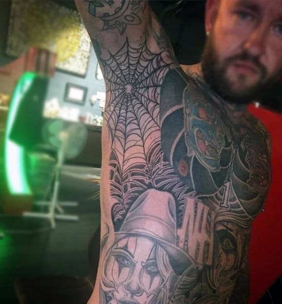 Mens Armpit Spider Web Tattoos