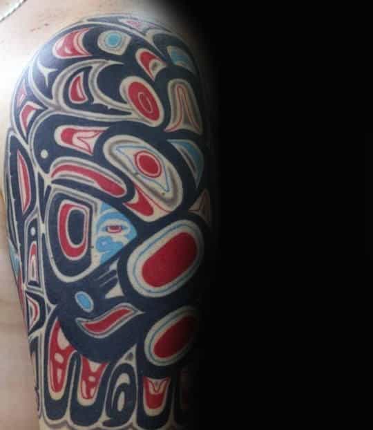 Mens Arms Black And Red Haida Tattoo