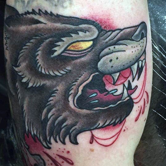 Mens Arms Bloddy Beast Neo Traditonal Tattoo