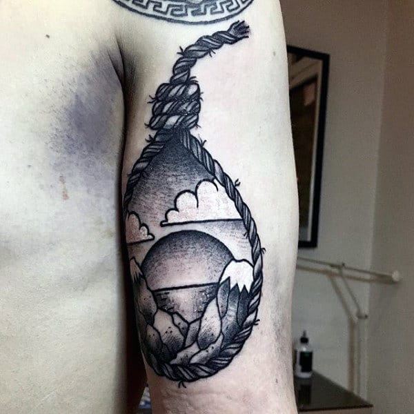 Mens Arms Clouds And Rope Loop Tattoo
