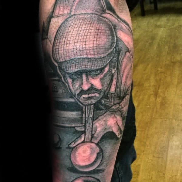 Mens Arms Dad Playing Snooker Tattoo
