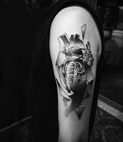 Mens Arms Grey Astronaut Tattoo
