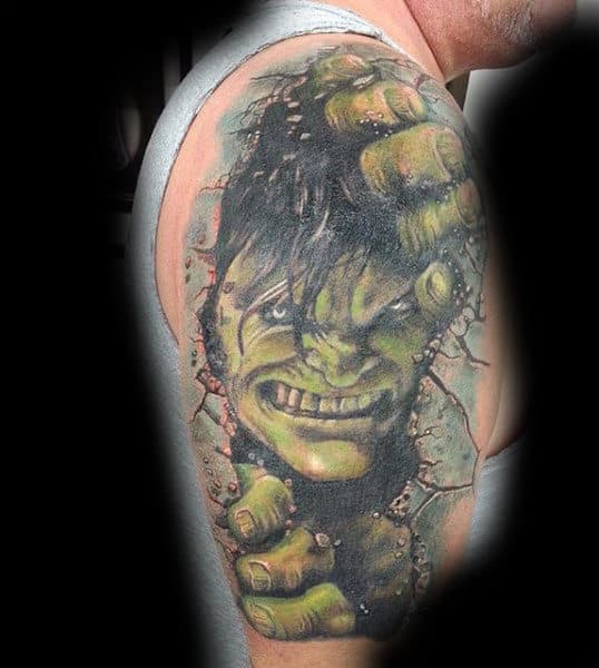 Mens Arms Hairy Hulk Opening Wall Tattoo