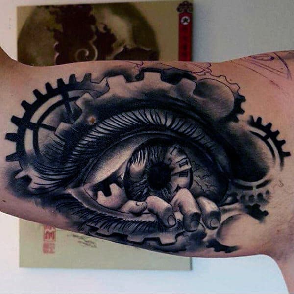 Mens Arms Hands Coming Out Of Eye Tattoo