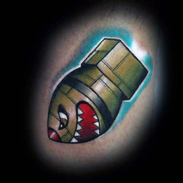 Mens Arms Sharp Toothed Bomb Tattoos