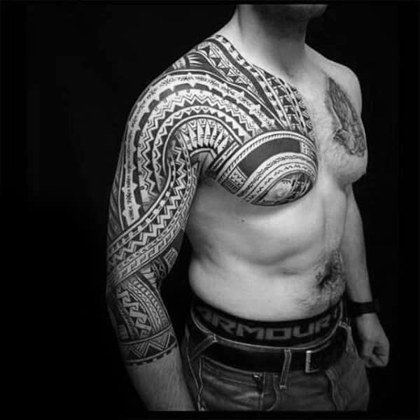 Mens Arms Tribal Half Sleeve Tattoo Inspiration