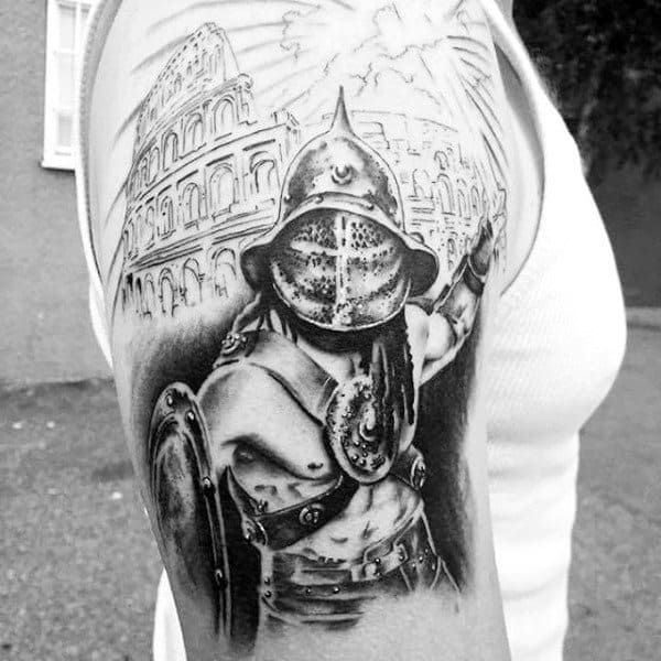 Mens Arms Warrior In Rome Tattoo