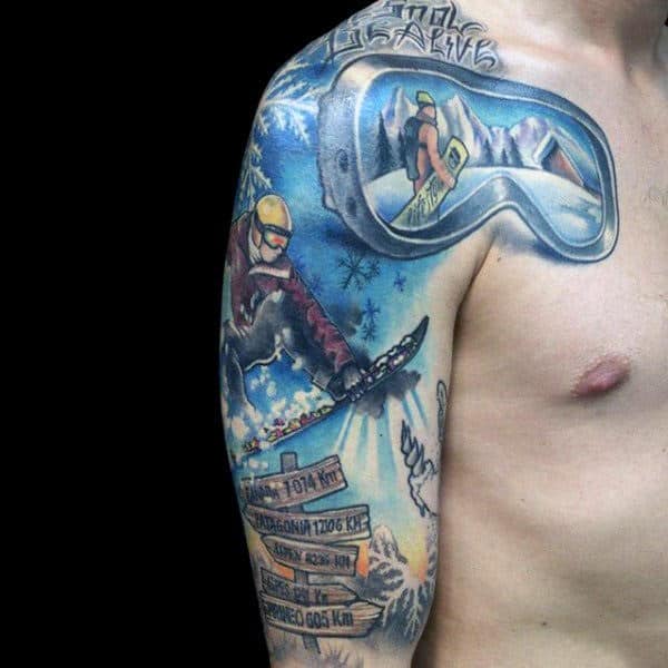 Mens Arms Wicked Snowboard Tattoo