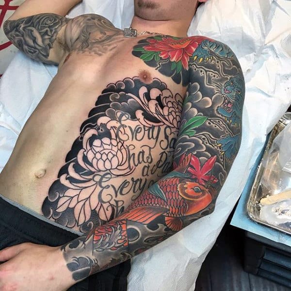 Mens Artistic Japanese Sleeve Tattoo