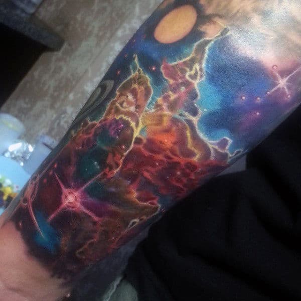Mens Artistic Universe Tattoo Forearms