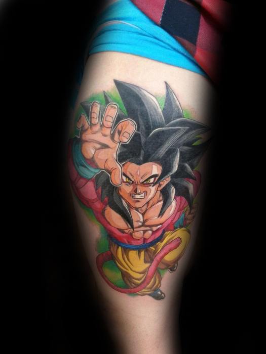 Mens Awesome Anime Tattoo Ideas Back Of Leg Calf