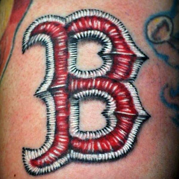 Mens Awesome Boston Red Sox Tattoo Ideas Embroidered Design