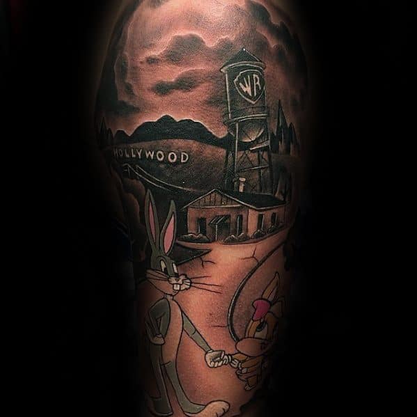Mens Awesome Looney Tunes Tattoo Ideas Half Sleeve
