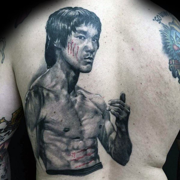 Mens Back Bruce Lee Tattoo