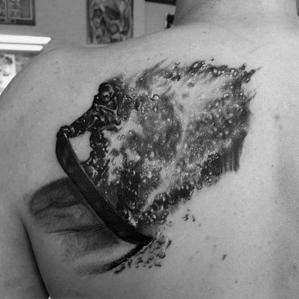 Mens Back Magical Glitters Snowboard Tattoo