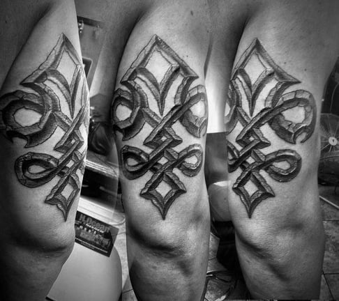 Mens Back Of Arm 3d Tribal Tattoos