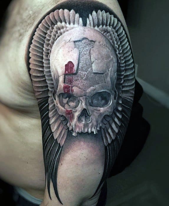 Mens Badass Skull Tattoo Design Inspiration