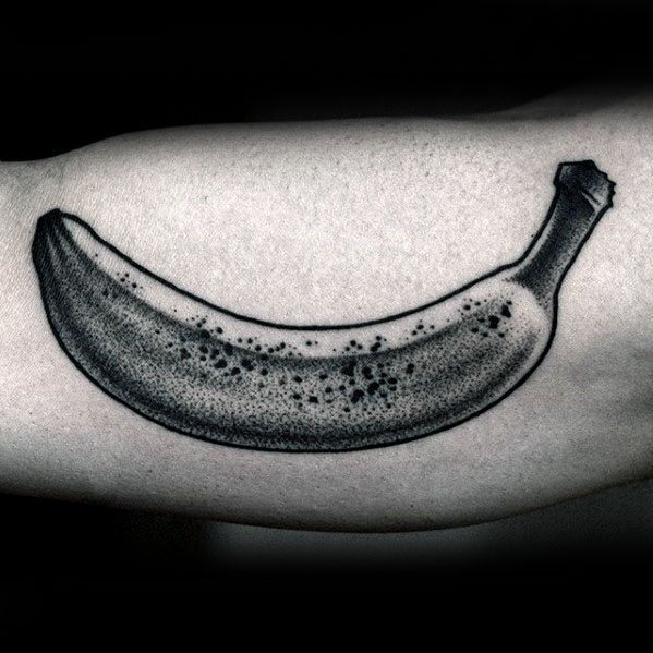Mens Banana Tattoo Ideas With Dotwork Design On Inner Arm
