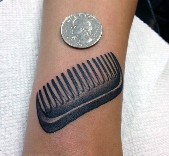 Mens Barber Comb Tattoo On Forearm