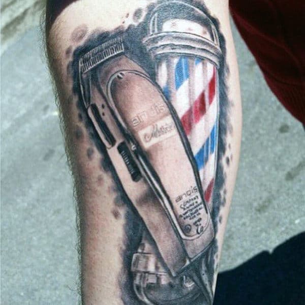 Mens Barber Pole Tattoo