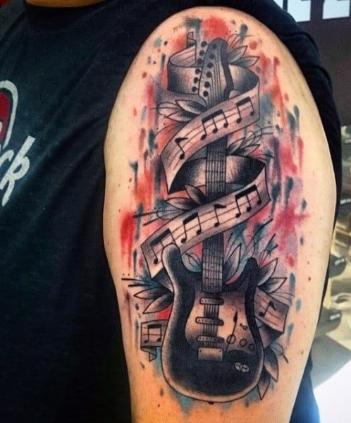 Men's Bass Guitar Tattoos