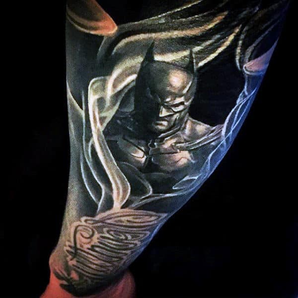 Mens Batman Forearm Sleeve Tattoos