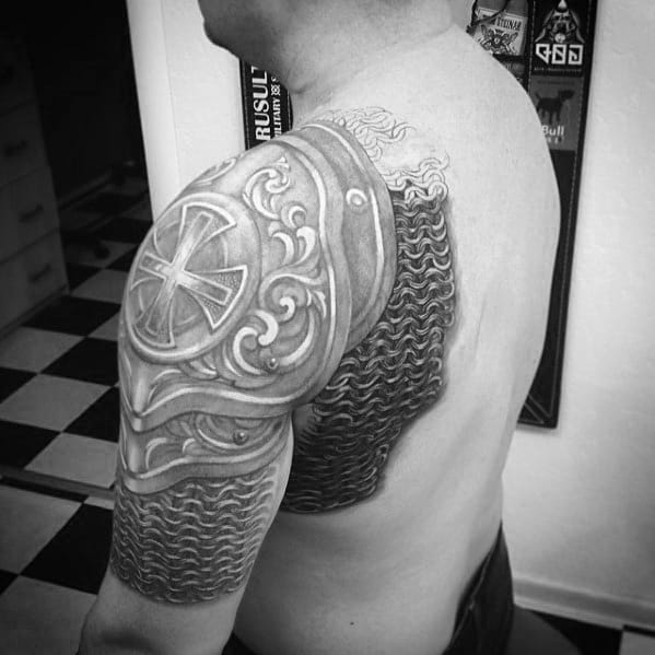 Mens Battle Armor Plate 3d Arm Tattoo Inspiration