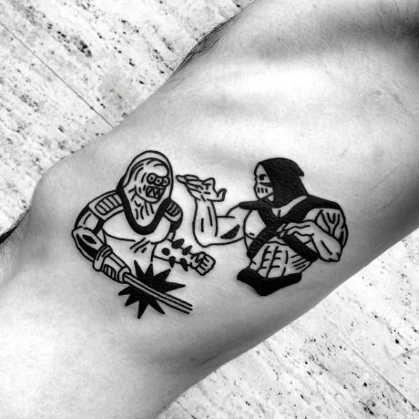 Mens Battle Cool Simple Rib Cage Side Tattoo