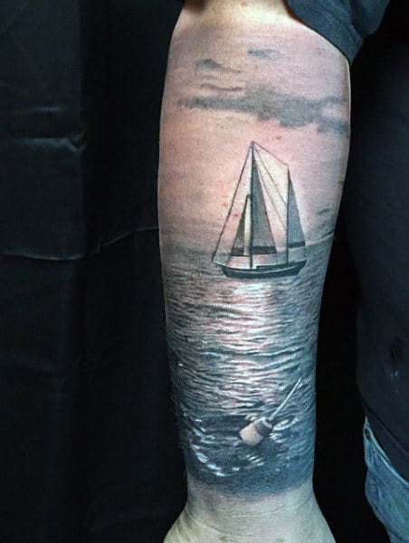 Mens Beach Tattoo Ideas Inner Forearm