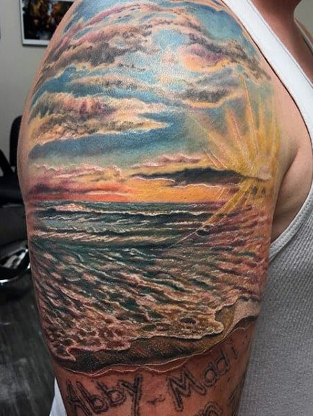 Mens Beach Themed Tattoos Sleeve