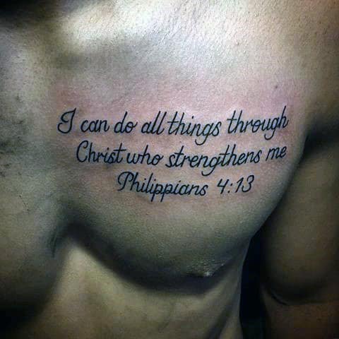 Mens Bible Verse Philippians 4 13 Chest Tattoos