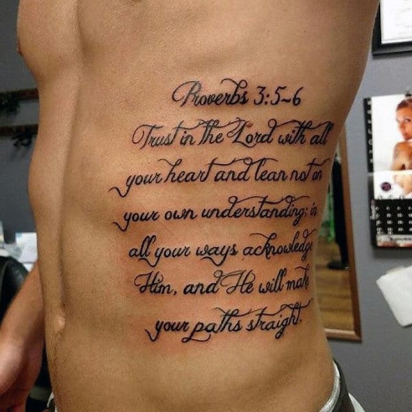 Mens Bible Verse Tattoos On Ribs Proverbs 3 5 6 Trust In The Lord With All Your Heart