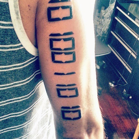 Mens Binary Numbers Tricep Tattoos